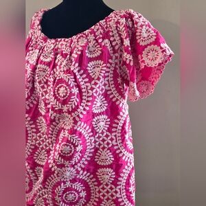 Pink and White Embroidered Women's Top NWT